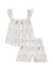 Their Nibs White Frill Scallop Trim Floral Cotton Voile Short Pyjama Set - Image 5 of 5
