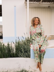 Their Nibs Green Fruit Garden Satin Long Pyjama Set - Image 3 of 5