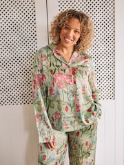 Their Nibs Green Fruit Garden Satin Long Pyjama Set - Image 4 of 5