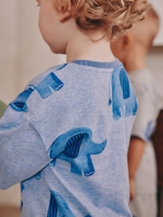 Blue/Ecru Water colour animal print Short Pyjamas 3 Pack (9mths-8yrs) - Image 5 of 8