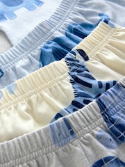 Blue/Ecru Water colour animal print Short Pyjamas 3 Pack (9mths-8yrs) - Image 7 of 8