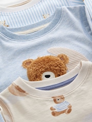 Blue/Ecru Baby Bear 3 Pack Snuggle Pyjamas (9mths-6yrs) - Image 5 of 6