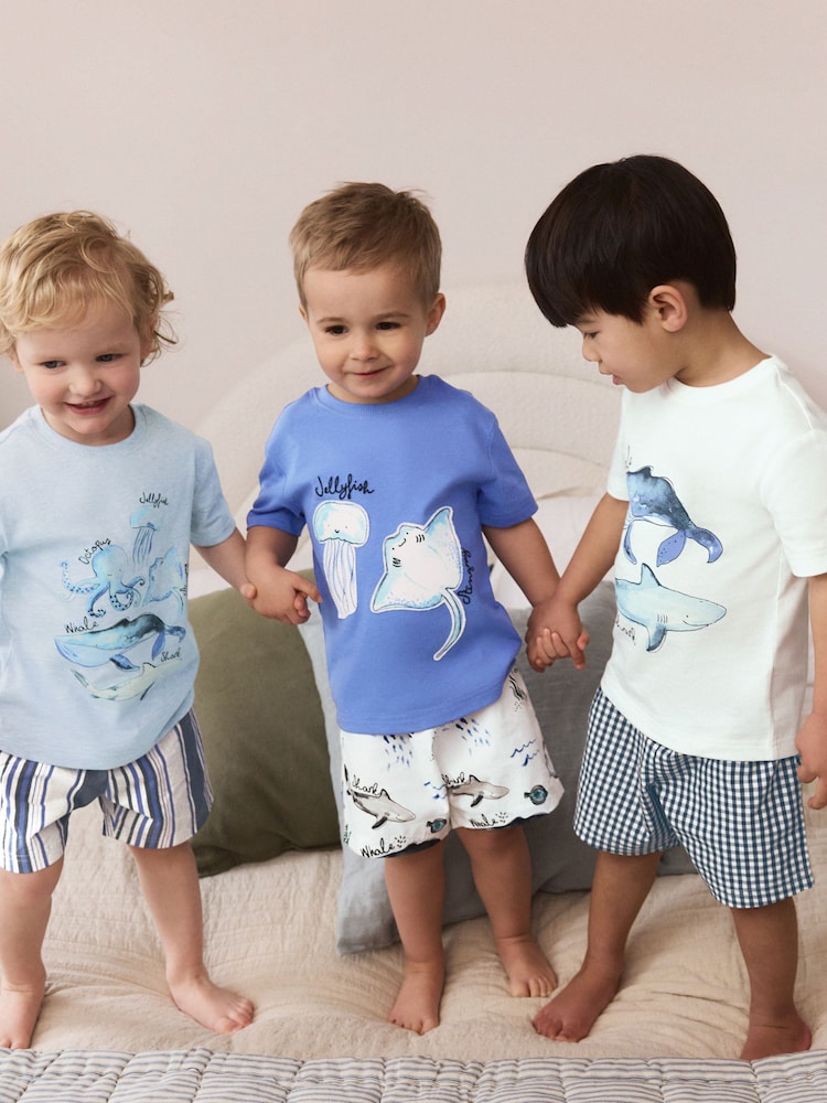 Blau/Weiß, Meeresleben - Kurze Pyjamas, 3er-Pack (9 Monate–12 Jahre) - Bild 1 von 10 Blau/Weiß, Meeresleben - Kurze Pyjamas, 3er-Pack (9 Monate–12 Jahre) - Bild 1 von 10