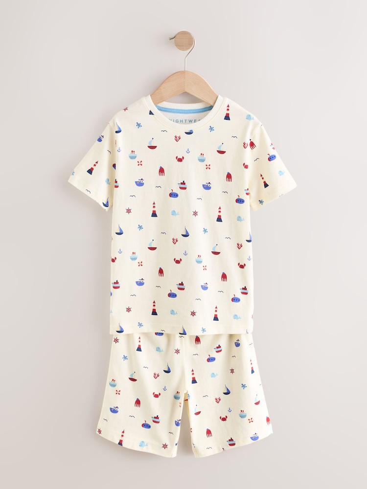 Blue/Ecru Short Pyjamas 3 Pack (9mths-8yrs) - Image 10 of 13
