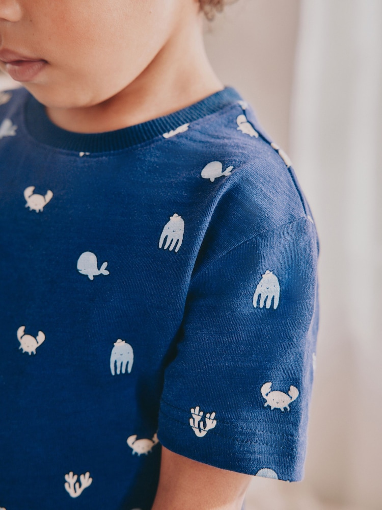 Blue/Ecru Short Pyjamas 3 Pack (9mths-8yrs) - Image 6 of 13