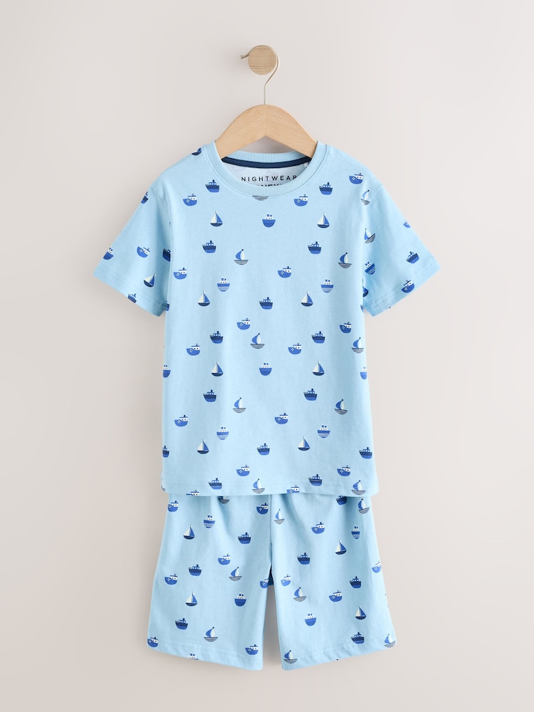 Blue/Ecru Short Pyjamas 3 Pack (9mths-8yrs) - Image 8 of 13