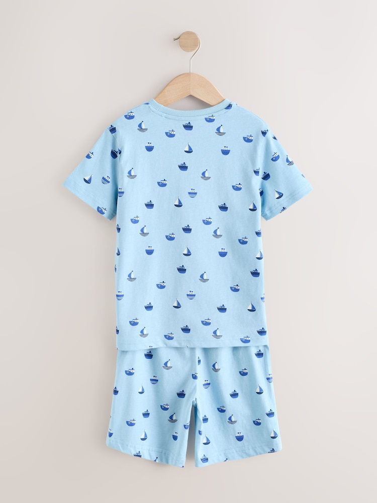 Blue/Ecru Short Pyjamas 3 Pack (9mths-8yrs) - Image 9 of 13