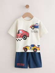 Red/Ecru Cars Short Pyjamas 3 Pack (9mths-10yrs) - Image 2 of 8