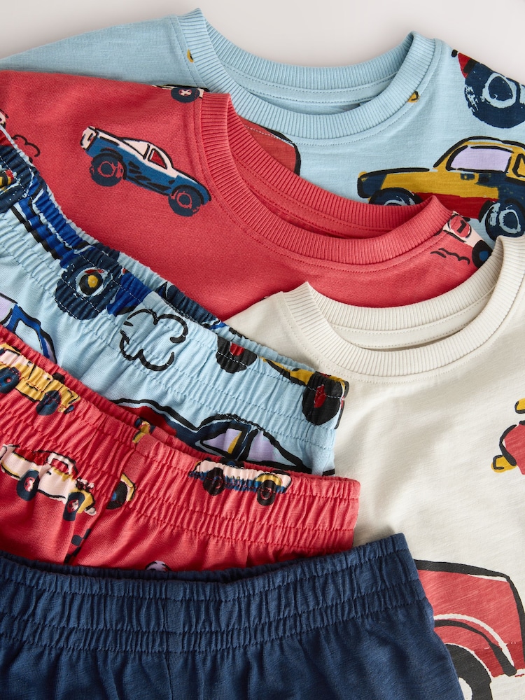 Red/Ecru Cars Short Pyjamas 3 Pack (9mths-10yrs) - Image 6 of 8