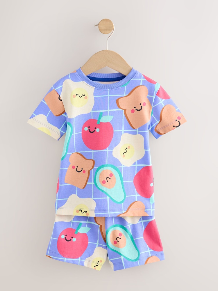 Blue / Grey Breakfast Short Pyjamas 3 Pack (9mths-8yrs) - Image 2 of 7