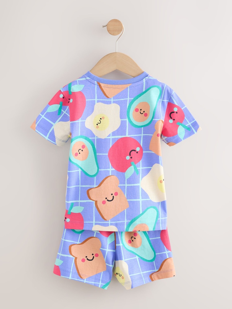 Blue / Grey Breakfast Short Pyjamas 3 Pack (9mths-8yrs) - Image 3 of 7