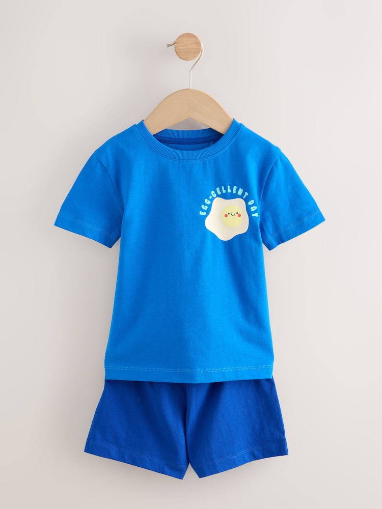 Blue / Grey Breakfast Short Pyjamas 3 Pack (9mths-8yrs) - Image 5 of 7