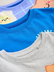 Blue / Grey Breakfast Short Pyjamas 3 Pack (9mths-8yrs) - Image 6 of 7