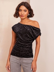 Friends Like These Black Off The Shoulder Drape Top - Image 1 of 4