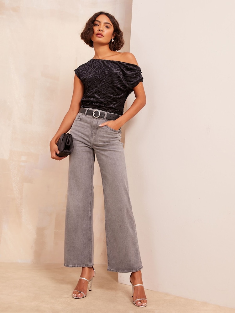 Friends Like These Black Off The Shoulder Drape Top - Image 2 of 4