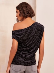 Friends Like These Black Off The Shoulder Drape Top - Image 4 of 4