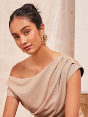 Friends Like These Rose Gold Off The Shoulder Drape Top - Image 3 of 4