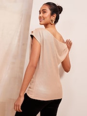Friends Like These Rose Gold Off The Shoulder Drape Top - Image 4 of 4