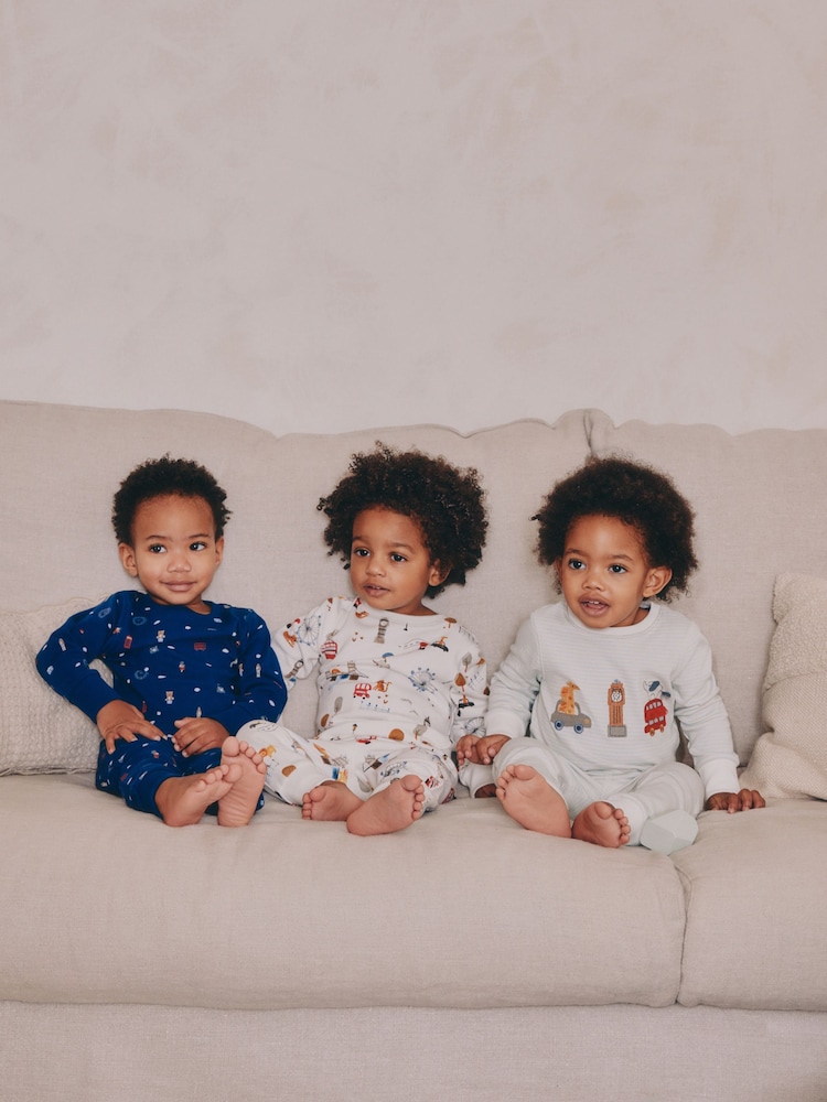 Navy/White London Bus - Kuschelpyjamas 3er-Pack (9Monate–8Jahre) - Bild 1 von 13 Navy/White London Bus - Kuschelpyjamas 3er-Pack (9Monate–8Jahre) - Bild 1 von 13
