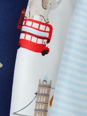 Navy/White London Bus 3 Pack Snuggle Pyjamas (9mths-8yrs) - Image 12 of 13