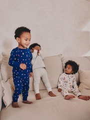 Navy/White London Bus 3 Pack Snuggle Pyjamas (9mths-8yrs) - Image 2 of 13