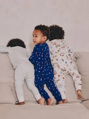 Navy/White London Bus 3 Pack Snuggle Pyjamas (9mths-8yrs) - Image 3 of 13