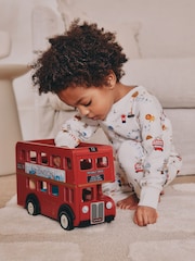 Navy/White London Bus 3 Pack Snuggle Pyjamas (9mths-8yrs) - Image 4 of 13