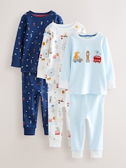 Navy/White London Bus 3 Pack Snuggle Pyjamas (9mths-8yrs) - Image 7 of 13