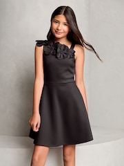 Lipsy Black Corsage Scuba Occasion Dress (5-16yrs) - Image 1 of 4