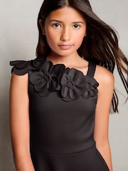 Lipsy Black Corsage Scuba Occasion Dress (5-16yrs) - Image 2 of 4