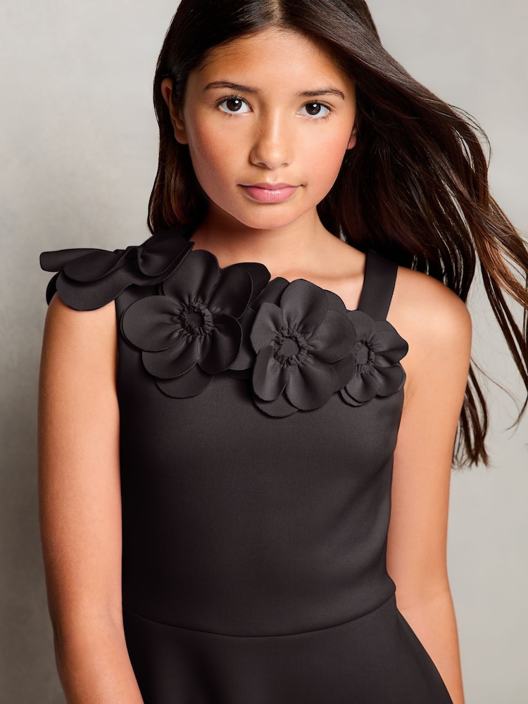 Lipsy Black Corsage Scuba Occasion Dress (5-16yrs) - Image 2 of 4 Lipsy Black Corsage Scuba Occasion Dress (5-16yrs) - Image 2 of 4