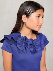 Lipsy Navy Blue Corsage Scuba Occasion Dress (5-16yrs) - Image 2 of 4