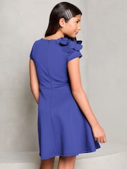 Lipsy Navy Blue Corsage Scuba Occasion Dress (5-16yrs) - Image 4 of 4