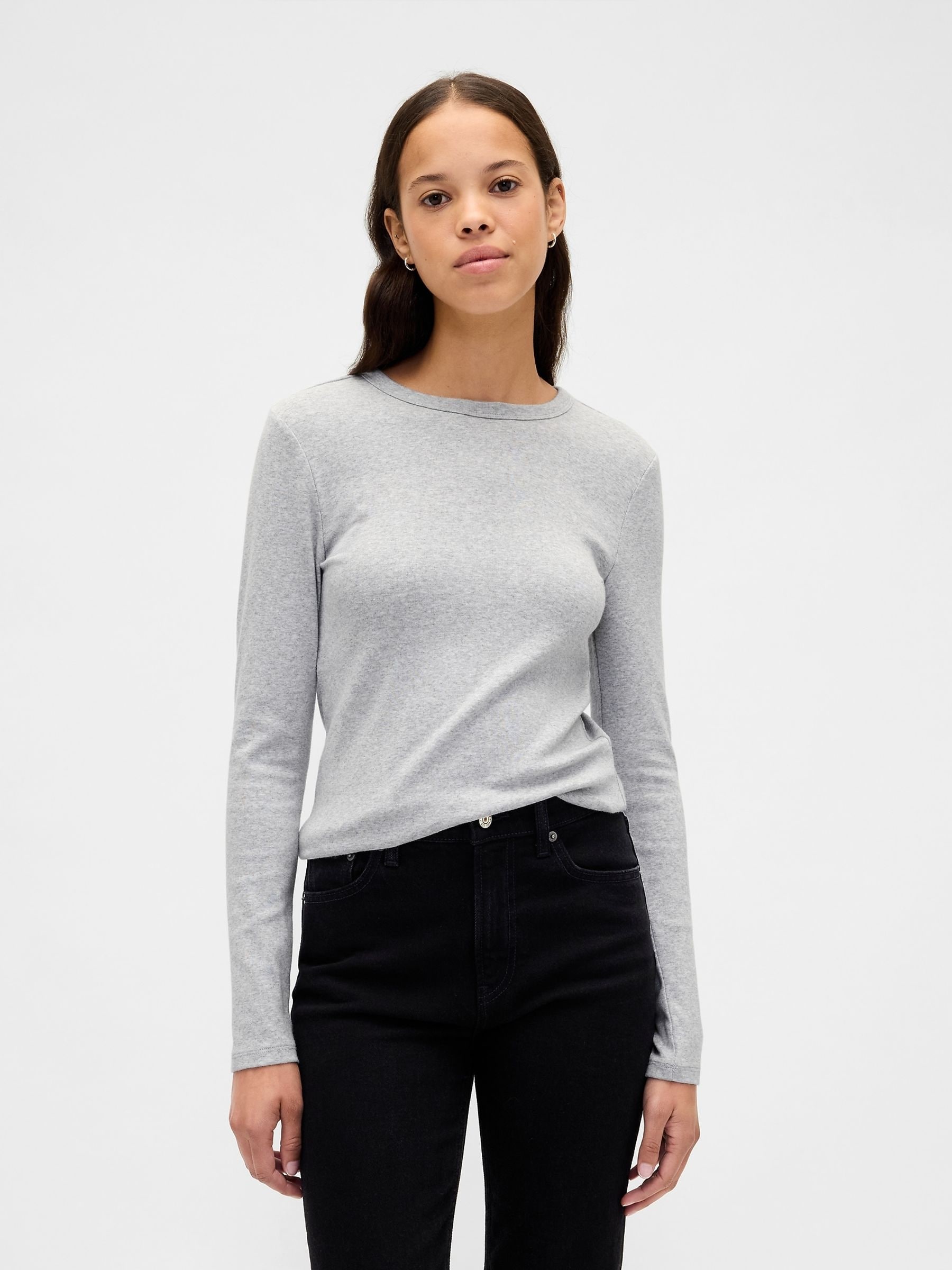 Gap Grey Modern Crew Neck Long Sleeve T-Shirt