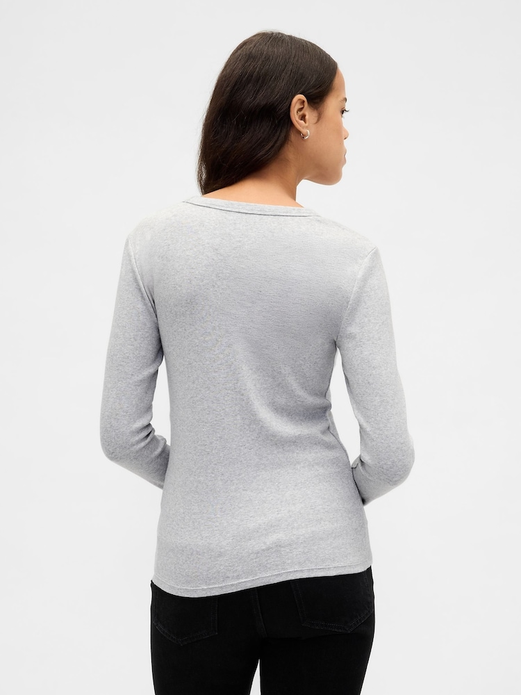 Gap Grey Modern Crew Neck Long Sleeve T-Shirt - Image 2 of 4