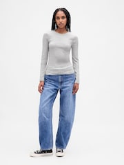 Gap Grey Modern Crew Neck Long Sleeve T-Shirt - Image 3 of 4