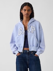 Gap Light Blue Vintage Soft Oversized Logo Zip-Up Hoodie - Image 1 of 4