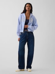Gap Light Blue Vintage Soft Oversized Logo Zip-Up Hoodie - Image 3 of 4