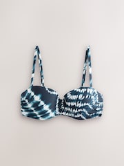 Bleu marine effet tie-dye - Haut de bikini bandeau filaire - Image 7 de 9