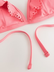 Rose corail - Haut de bikini court à volants et décolleté plongeant - Image 7 of 7