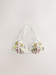 Blanc imprimé palmier Sequin - Haut triangle de bikini - Image 6 de 8