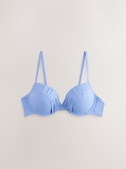 Periwinkle Blue Draped Padded Shaping Wired Bikini Top - Image 7 of 9