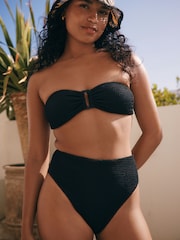 Noir - Haut Bikini bandeau en métal - Image 1 of 5