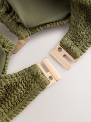 Kaki Vert Effet froissé - Haut de bikini court Hardware - Image 10 de 10