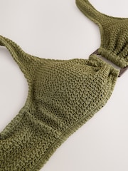 Kaki Vert Effet froissé - Haut de bikini court Hardware - Image 8 de 10