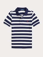 Polo Ralph Lauren Blue/White Boys Striped Pique Polo Shirt - Image 1 of 2