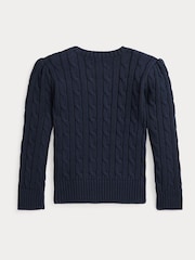 Polo Ralph Lauren Blue Girls Cable-Knit Jumper - Image 6 of 6