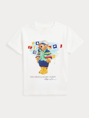 Polo Ralph Lauren White Boys Polo Bear Jersey T-Shirt - Image 1 of 2
