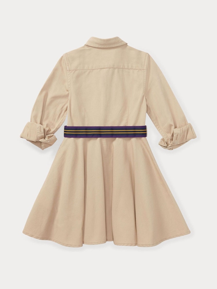 Polo Ralph Lauren Natural Girls Belted Chino Shirt Dress - Image 2 of 2