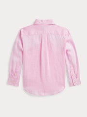 Polo Ralph Lauren Pale Pink Linen Logo Shirt - Image 6 of 6